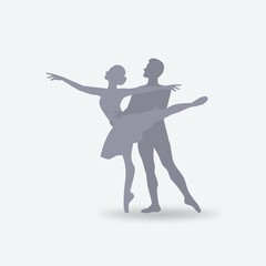 Fototapeta na wymiar Silhouettes of pair of classical ballet dancers