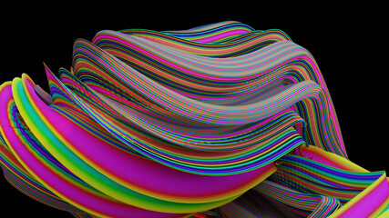 3D rendering, Abstract twisted geometry shape