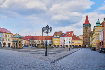 Obraz premium Jicin, Czech Republic - April 25 2020: Historical centre of Jicin town