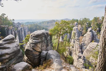 Gordijnen Tsjechië Sandstone rock formations in Prachovske skaly near Jicin - hikers and climbers paradise  © jindrich