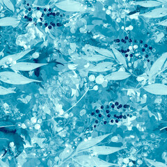 seamless watercolor pattern of autumn leaves.  maple and oak leaf. stylish pattern. Abstract paint splash. Vintage Paper Background. autumn leaf.Berries, currants, lingonberries.Grapevine and leaves. 