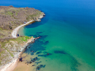 Aerial view of Silistar beach near village of Rezovo, Bulgaria