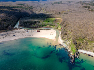 Aerial view of Silistar beach near village of Rezovo, Bulgaria