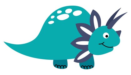 Cute hand-drawn dinosaur on a white isolated background. Illustration for children. Vector.	