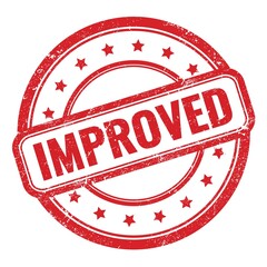 IMPROVED text on red grungy vintage round stamp.