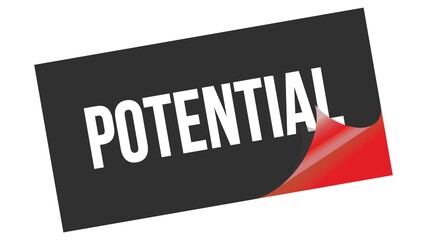 POTENTIAL text on black red sticker stamp.