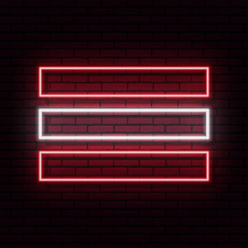 Neon sign in the form of the flag of Austria. Against the background of a brick wall with a shadow. for the design of tourist or patriotic themes. white red colors.