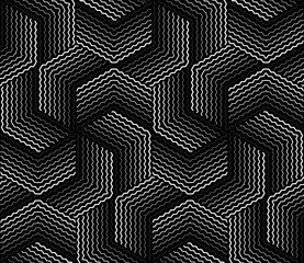 The geometric pattern with wavy lines. Seamless vector background. White and black texture. Simple lattice graphic design