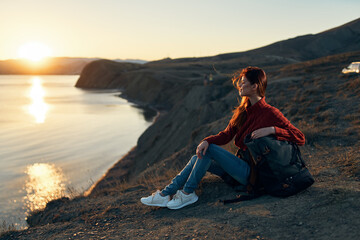 woman outdoors recreation sunset horizon freedom adventure