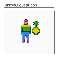 Queer line icon. Gender minorities are not heterosexual or cisgender. LGBTQ community concept. Isolated vector illustration. Editable stroke
