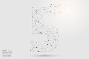 Abstract number, figure destruction consisting of triangles, circles, decay spots, stars. Vector eps 10.