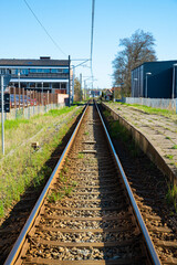 Obraz premium Odder 23-04-2021 The light rail runs through the city often. Spectrum, a nearby sports facility. Where to exercise, football, tennis and swimming can be found here.