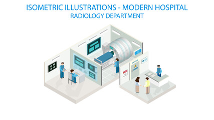 Radiology department. The future of health care and medical hospital concept.  Robot technology and ai.
