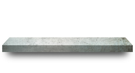 Grey stone empty shelf on white background