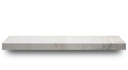 Grey marble empty shelf on white background