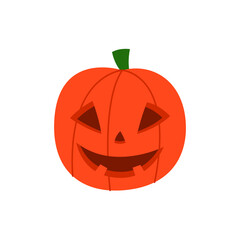 Halloween pumpkin with face on a white background. Cartoon vector illustration