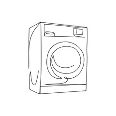 Continuous one line of washing machine in silhouette. Minimal style. Cleaning concept. Logo concept