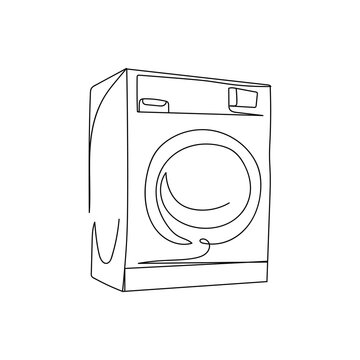 recommend clip art: Continuous one line of washing machine in silhouette. Minimal style. Cleaning concept. Logo concept
