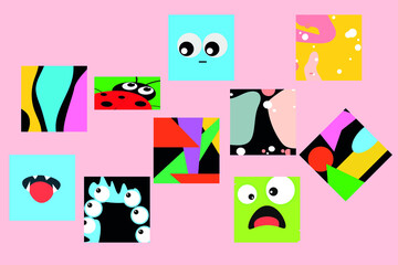 Set of various art objects. Vector