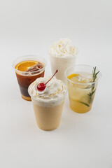 cold drinks on white background