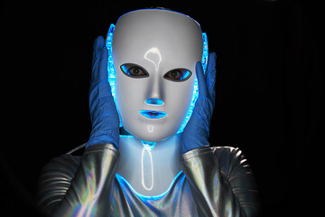 Portrait of futuristic robot. Concept of future technology.