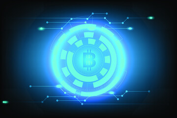 Abstract Financial technology background with network line and dot connection on light blue background. Light data structure of blockchain technology template. Cryptocurrency database of business