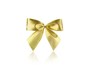 Gold bow isolated on white background for decoration, gift, postcard.