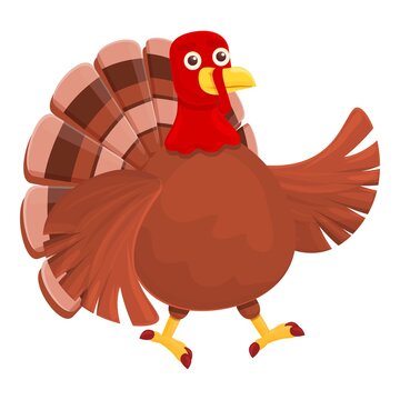 Thanksgiving turkey walking icon. Cartoon of Thanksgiving turkey walking vector icon for web design isolated on white background
