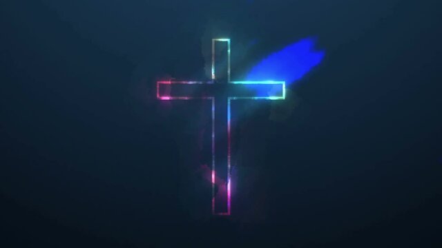 Glowing Christian Cross Background Loop