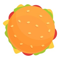 Top view burger icon. Cartoon of Top view burger vector icon for web design isolated on white background