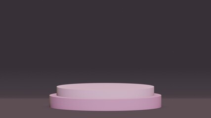 Empty stand for product display on a soft background. Graphic design in trendy colors. Empty soft stand for product display or cosmetics presentation. Idea of the competition. 3d render.