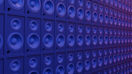 Music art concept speaker system dark light cyber light blue and pink , work space or backgroung art. 3D rendering.