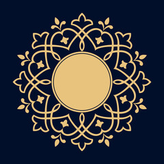 Decorative frame Elegant vector element for design in Eastern style, place for text. Floral golden and black border. Lace illustration for invitations and greeting cards