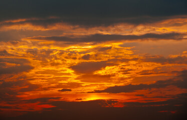 Fototapeta na wymiar Beautiful sunset sky, yellow clouds