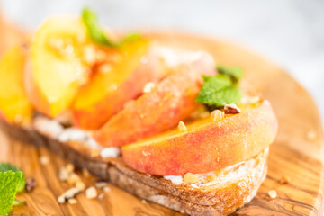 Peach ricotta toast