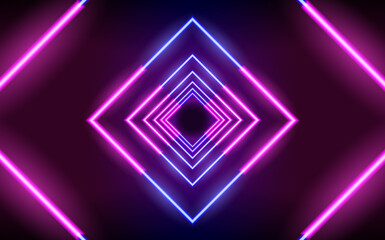Fototapeta premium Neon glowing lines, magic energy space light concept, abstract background wallpaper design