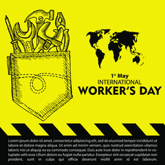 International Worker's Day, poster and banner vector