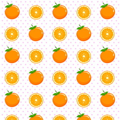 Seamless pattern with orange and polkadot background vector design