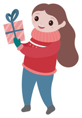 Little girl with present