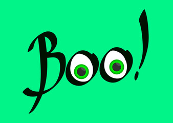 Boo, isolated lettering, word design template, vector illustration
