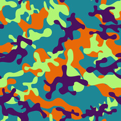 Camouflage seamless pattern from spots. Modern abstract camo. Print for women's clothing. Printing on fabric for sports and textiles. Vector
