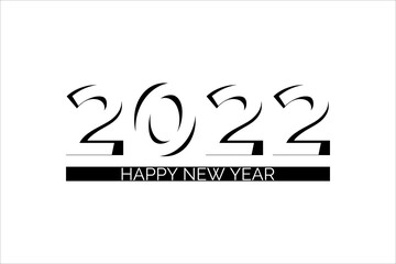 Text composition 2022 happy new year vector illustration  isolated on a white background. Template for the design of a brochure, postcard, banner, cover.