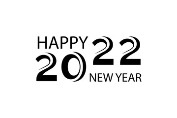 Text composition 2022 happy new year isolated on a white background. Template for the design of a brochure, postcard, banner, cover. Vector illustration.