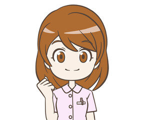 ガッツポーズをする看護師