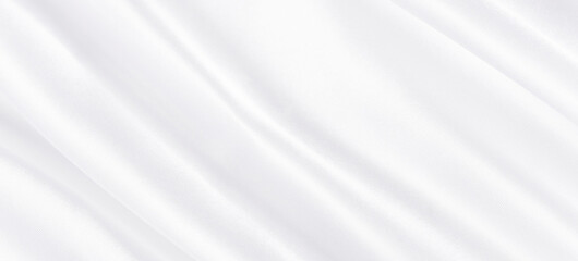 Fototapeta na wymiar Abstract white silk fabric texture background. Cloth soft wave. Creases of satin