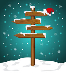 directional sign, winter © VecTerrain