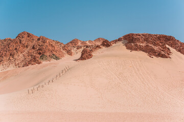 Tourism in Egypt and Africa view on a desert sands, vacation and travelling concept