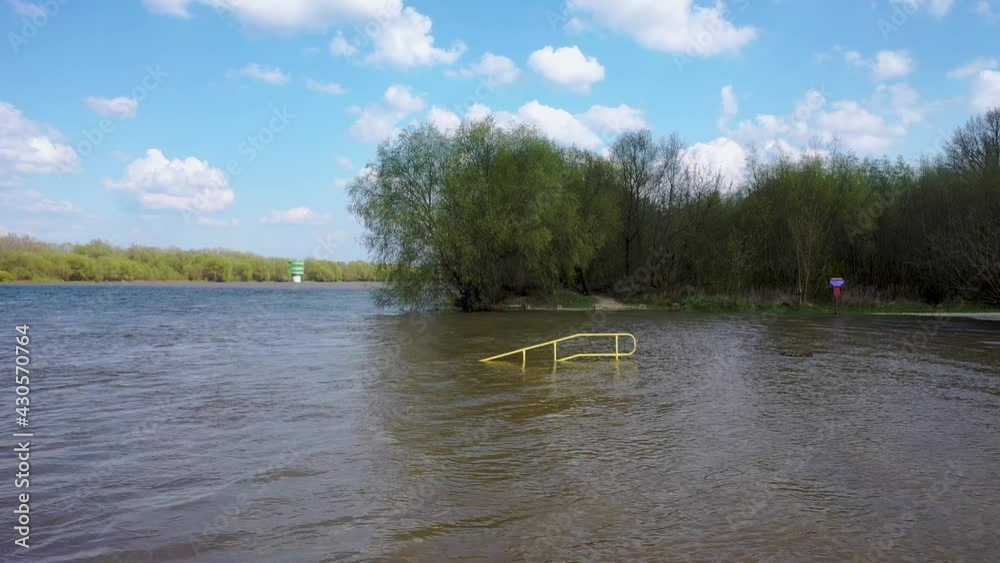 Poster Increased water level in the Vistula River in Warsaw city, Poland after intensive spring rainfalls