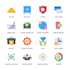 Banking and Finance Flat Icons - Vectors