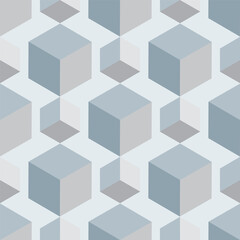 Vector abstract geometric cubes and hexagons seamless pattern